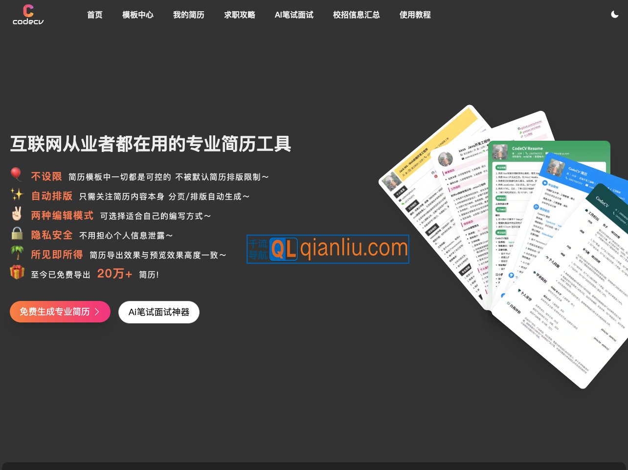 CodeCV简历插图